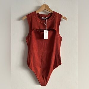 GOOD AMERICAN Soft Rust Cutout Bodysuit SIZE 5 (2XL XXL) EXTRA LARGE Basic Sheen